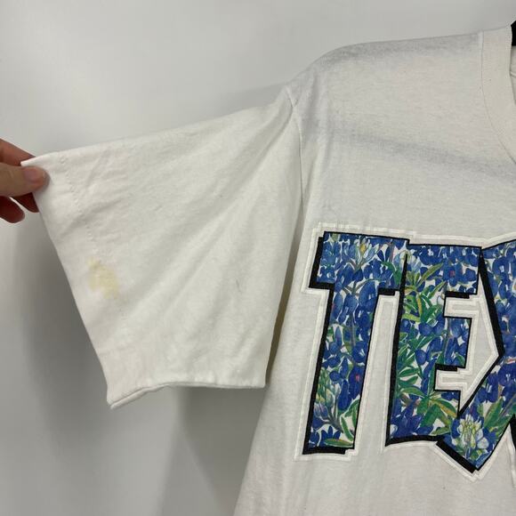 Vtg Texas 1993 White & Blue Floral T-shirt Fruit Of Loom Cotton USA Made Medium - Picture 11 of 12